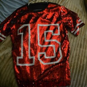 Red Sequin Kids Shirt with Number Design